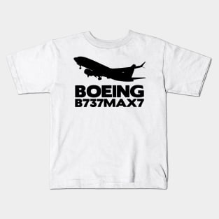 Boeing B737Max7 Silhouette Print (Black) Kids T-Shirt